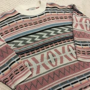 Croquet Club Chunky Vintage Geometric Knit Sweater
